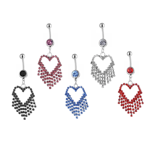 Herz Quaste Strass Bauchnabelpiercing Kupfer Edelstahl 316 Gebogene Stange Piercing Körperschmuck Mode Für Damen