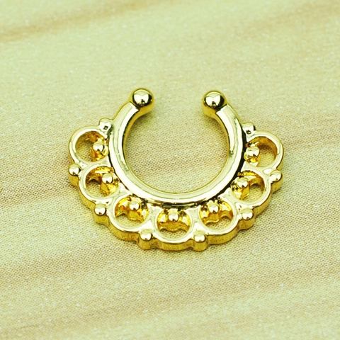 Vintage Alloy Hollow Lace U-shaped Non-Piercing Nose Ring Electroplated Faux Septum Piercing Jewelry Accessory For Women Men