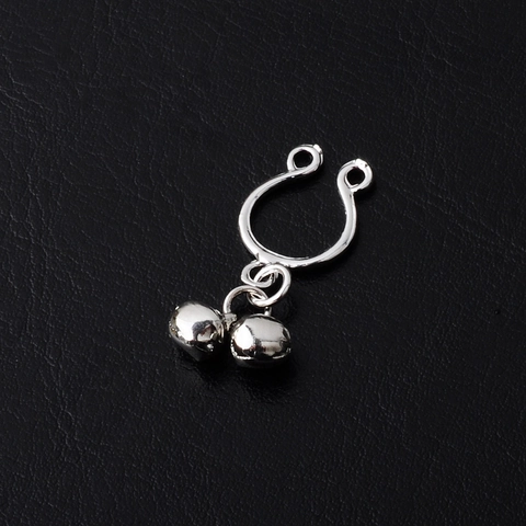 Gothic Non-Piercing Alloy Bell Nipple Clamps Silver Electroplated U-Shape Body Jewelry For Unisex Alternative Party Accessory
