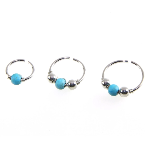 Anneau de Nez en Acier Inoxydable Avec Perle Turquoise Artificielle Bijou de Piercing Unisexe Anneau Rond Géométrique