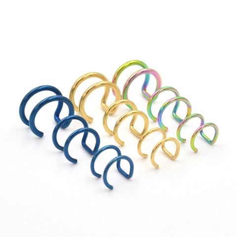 Stainless Steel Non-Pierced U-Shaped Ear Bone Clip Nose Lip Ring Trendy Unisex Electroplated Metallic Body Jewelry