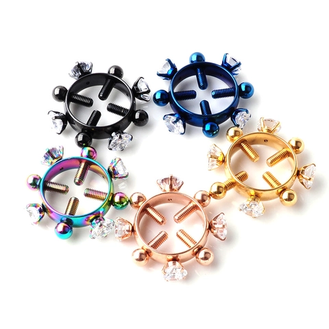 Non-Piercing Adjustable Stainless Steel Nipple Rings For Women Men Zircon Inlaid Circle Body Jewelry Nipple Shield Clamps