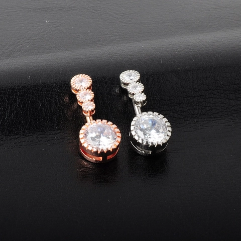 Zirkon Bauchnabelpiercing 316 Edelstahl Gebogener Stab Piercing Für Damen Kupfer Eingelegte Zirkonia Körper Schmuck