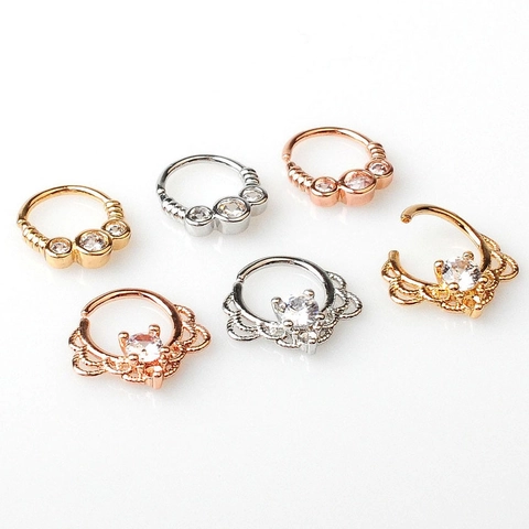Bohemian Koper Zirkonia Neusring Rond Oorkraakbeen Piercing Sieraden Voor Vrouwen Kleine Oorknopjes Goud Zilver Roségoud