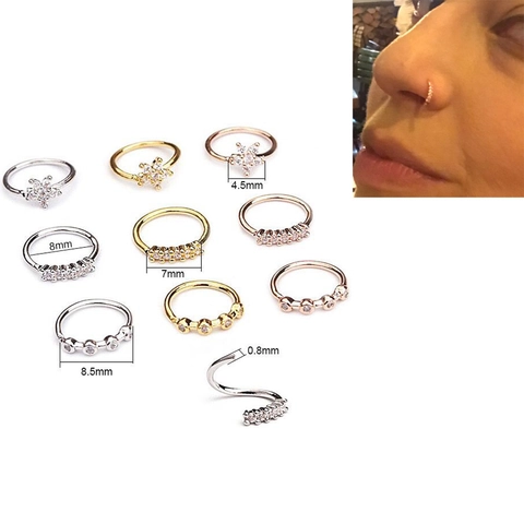 Κοσμήματα Piercing από Χαλκό με Ζιρκόνια Σχήμα Λουλούδι Αστέρι Σκουλαρίκι Μύτης Καρφωτό Σκουλαρίκι Χόνδρου Ένθετο Ζιρκόνια