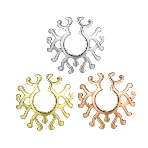 Non-Pierced Alloy Nipple Ring For Women Men Fake Piercing Body Jewelry Clip On Nipple Rings Gold Silver Rose Gold Decorative