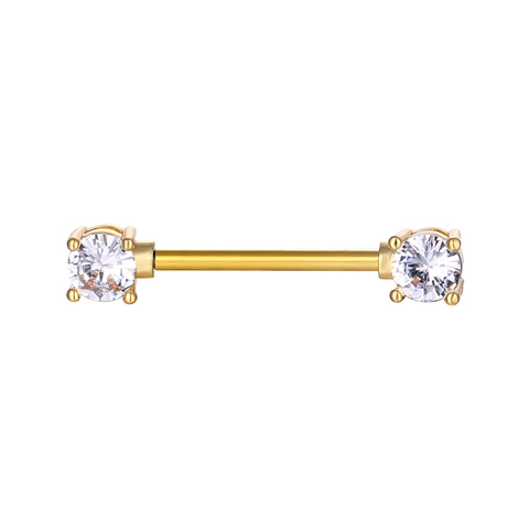 Stainless Steel Zirconia Nipple Ring Barbell Piercing Body Jewelry For Women Men Gold Silver Rose Gold Nipple Piercing