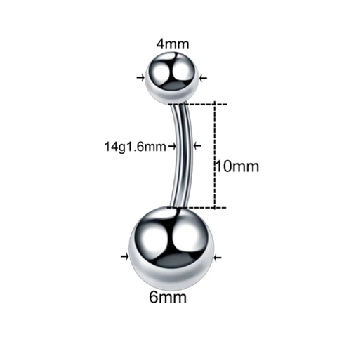 G23 Titanium Belly Piercing Jewelry Curved Barbell Belly Ring ASTM F136 Medical Grade Solid Titanium Double Ball Navel Piercing
