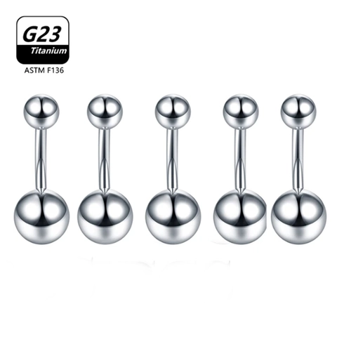 G23 Titanium Belly Piercing Jewelry Curved Barbell Belly Ring ASTM F136 Medical Grade Solid Titanium Double Ball Navel Piercing