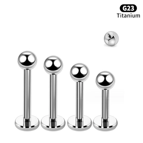 G23 Titanium Labret Stud Internal Threaded Lip Ring Flat Back Piercing Jewelry For Women Men Helix Tragus Earring Silver Tone