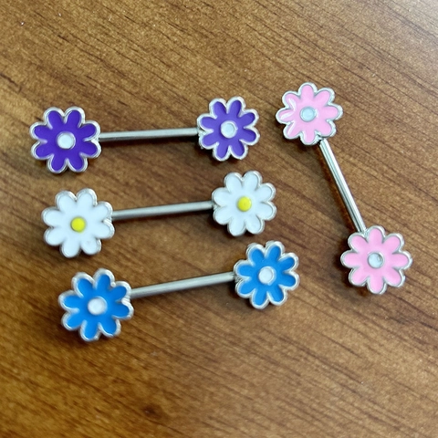 316L Stainless Steel Daisy Flower Nipple Ring Drip Oil Body Piercing Jewelry For Women Barbell Nipple Stud Fashion Accessory