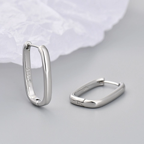 Orecchini a Cerchio in Rame Geometrici Minimalisti Ovali Rettangolari Galvanizzati Lisci a Forma di U per Gioielli da Donna Moda Quotidiana