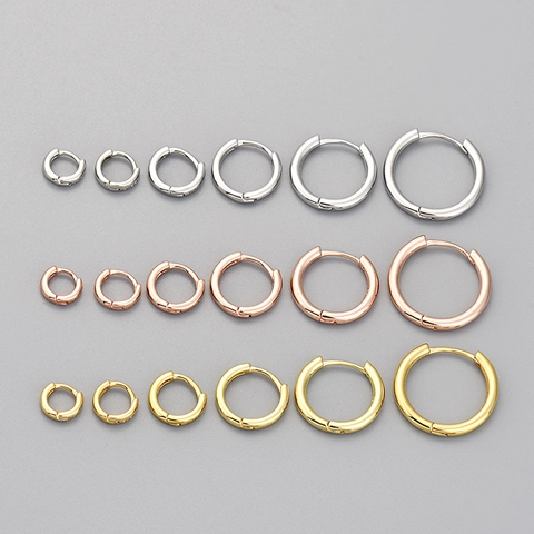 Minimalist Polished Copper Hoop Earrings With 925 Sterling Silver Earring Post Gold Silver Rose Gold Huggies For Women Jewelry