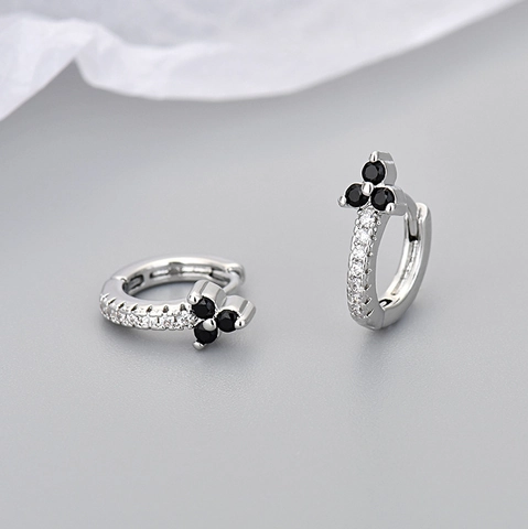 Elegant Flower Clover Hoop Earrings Copper Alloy Colorful Rhinestone Inlaid Huggie Earrings For Women Fashion Jewelry Gift