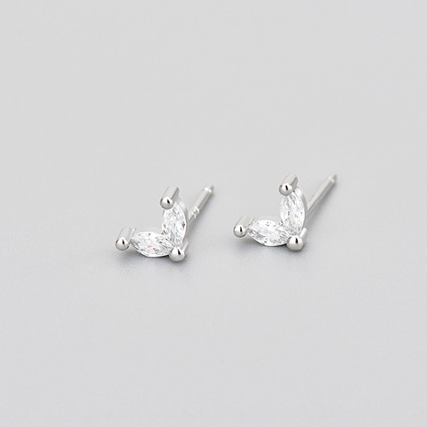 Marquise Cut Rhinestone Butterfly Stud Earrings For Women Copper Gold Silver Plated 925 Sterling Silver Post Fashion Jewelry