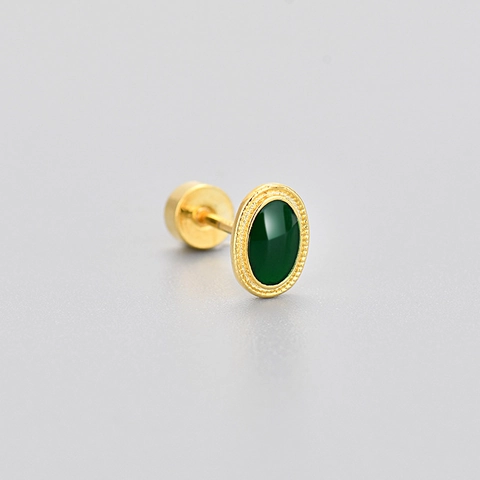 Flat Back Screw On Stud Earrings Copper Gold Plated Zirconia Opal Geometric Cartilage Piercing Jewelry For Women
