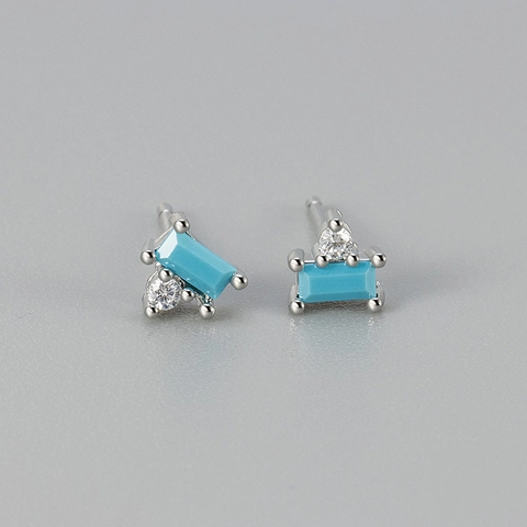Luxury Rectangle Zirconia Stud Earrings Women Copper With 925 Sterling Silver Earring Post Geometric Jewelry Gold Silver