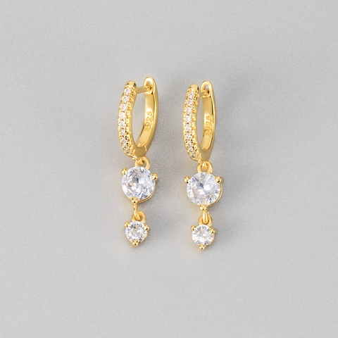 Fashion Gold Plated Copper Colored Rhinestone Tassel Hoop Earrings For Women Luxury Geometric Circle Dangle Drop Earrings