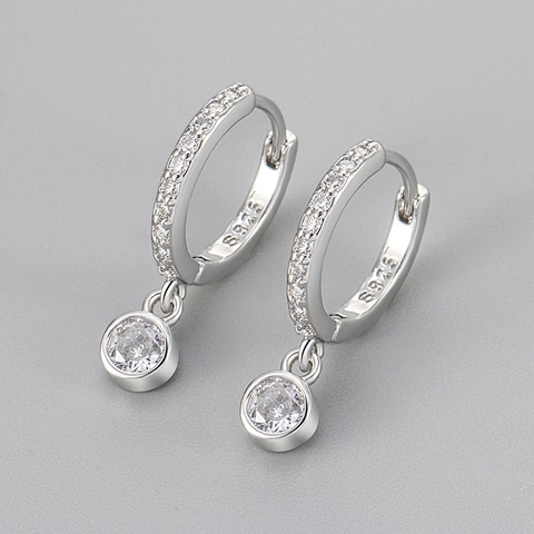 Geometric Round Rhinestone Hoop Earrings With 925 Sterling Silver Earring Post Copper Minimalist Elegant Jewelry For Women