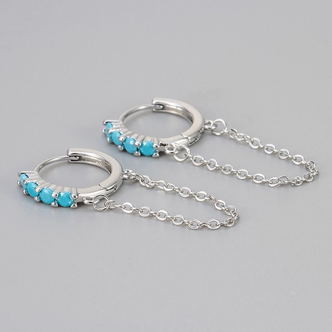 Fashion Copper Zirconia Chain Hoop Earrings For Women Gold Platinum Plated Geometric Link Drop Dangle Earrings Jewelry