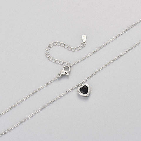 Minimalistische Koperen Hart Hanger Halsketting Voor Dames Verzilverd Hartvormige Zirconia Choker Zoete Koele Sieraden