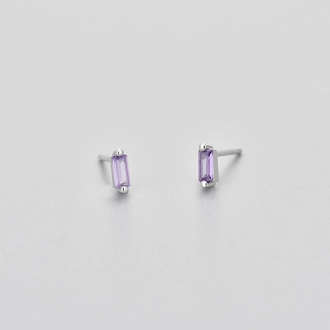 Rectangle Geometric Rhinestone Stud Earrings For Women Simple Elegant Copper Gold Platinum Plated Jewelry With 925 Sterling Silver Post