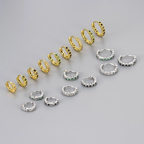 Fashion Zirconia Inlaid Copper Huggie Hoop Earrings For Women Gold Silver Plated Geometric Round Earring Daily Jewelry
