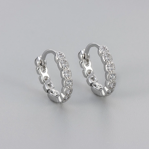 Fashion Zirconia Inlaid Copper Huggie Hoop Earrings For Women Gold Silver Plated Geometric Round Earring Daily Jewelry
