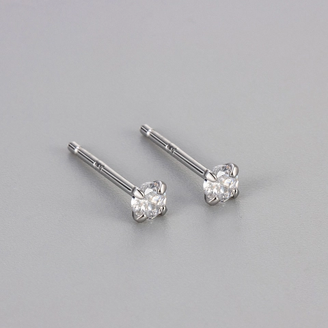 Minimalist Round Zircon Stud Earrings With 925 Sterling Silver Earring Post Copper Gold Silver Plated Jewelry For Women