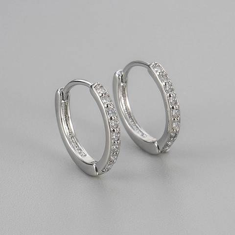 Luxury Copper Rhinestone Hoop Earrings For Women Minimalist Small Geometric Huggie Earring Gold Silver Plated Fashion Jewelry