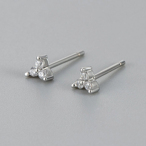 Minimalist Geometric Triangle Rhinestone Stud Earrings For Women 925 Sterling Silver Earring Post Copper Gold Plated Jewelry