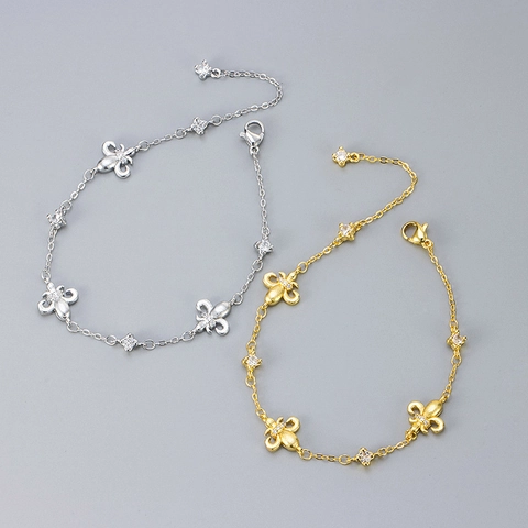 Vintage Gebürstetes Kupfer Lilie Armband Für Damen Luxuriös Zirkonia Verziert Gliederkette Armband Eleganter Schmuck
