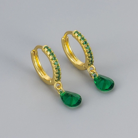 Copper Pear Cut Zircon Drop Earrings Multicolored Huggie Hoop Earrings For Women Niche Design Fashion Jewelry Accessory