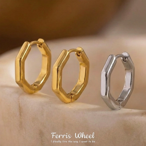 Minimalistisch Edelstahl Hexagonal Ohrringe Für Damen Gold Silber Poliert Geometrisch Ohrstecker Mode Schmuck