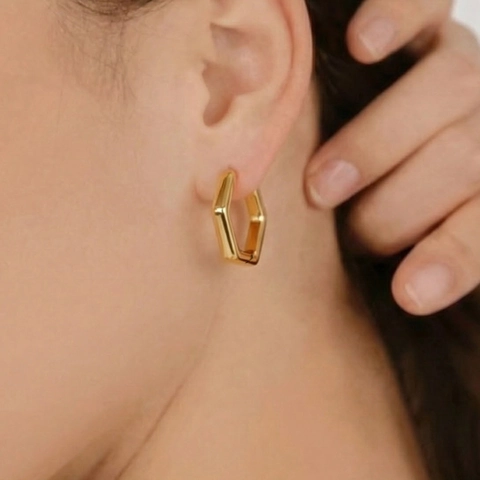Minimalistisch Edelstahl Hexagonal Ohrringe Für Damen Gold Silber Poliert Geometrisch Ohrstecker Mode Schmuck
