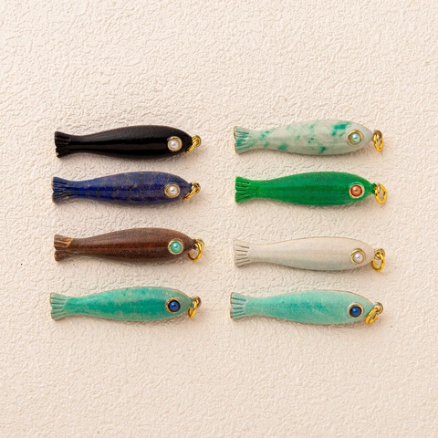 Série Plage d'été Pendentif Poisson Coloré DIY Cuivre Plaqué Or 14K Collier pour Femme Émail Bijoux Breloques
