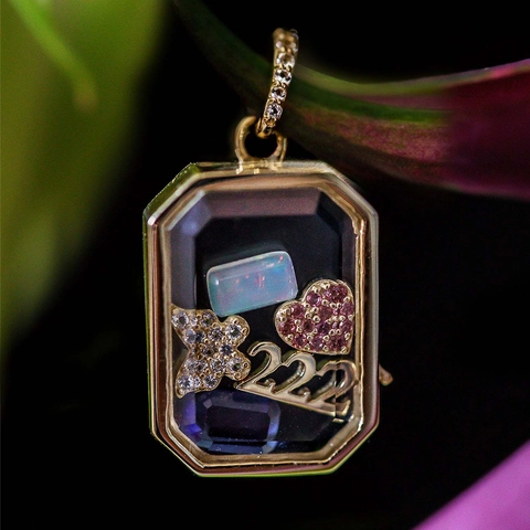Collar de Relicario de Cobre Chapado en Oro Vintage Colgante para Mujer Fabricación de Joyas DIY Amuletos Corazón Mariposa Número de Ángel Accesorio