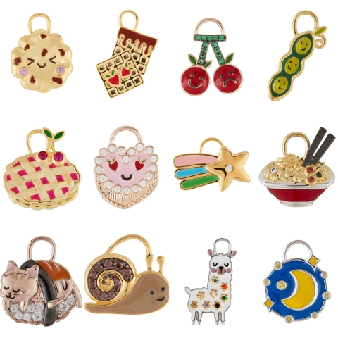 Ciondolo in Rame Placcato Oro 14K Animali Frutta DIY Smalto Dipinto Zirconia Simpatico Ciondolo per Cibo a Cartoni Animati per Accessori Gioielli