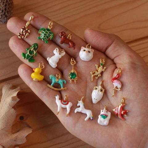 Western Fashion Copper Plated 14K Gold Animal Pendant Necklace For Women Enamel Duck Cat Owl Alpaca Unicorn Heart Charm Jewelry