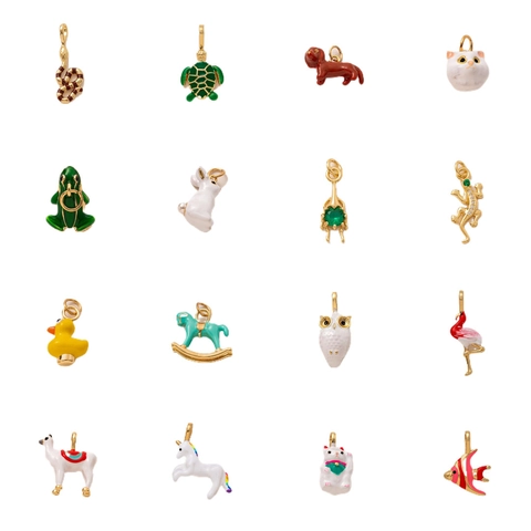 Vintage Copper 14K Gold Plated Enamel Animal Pendant Necklace For Women Cat Duck Owl Heart Paperclip Chain Fashion Jewelry