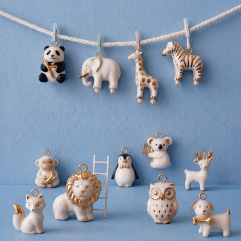 Cute Animal Pendant 14K Gold Plated Copper Enamel Lion Elephant Panda Zebra Charms For DIY Jewelry Making Accessories