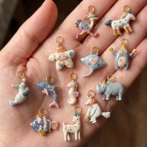 Stainless Steel Animal Pendant Necklace For Women Cute Drip Oil Enamel Starfish Horse Deer Pendants Artificial Pearl Jewelry