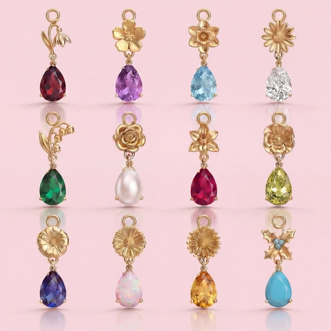 Vintage Koper Bloem Geboortesteen Hangers Voor Vrouwen 14K Vergulde Strass Waterdruppel Hanger DIY Sieraden Maken Accessoires