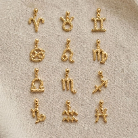 Vintage Stainless Steel 12 Zodiac Sign Pendant Necklace For Women Gold Plated Hammered Constellation Pendants Jewelry Gift