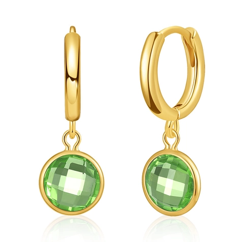 French Vintage Round Zirconia Drop Earrings For Women Fashion Gold Plated Copper Hoop Earrings Jewelry Accessory Gift