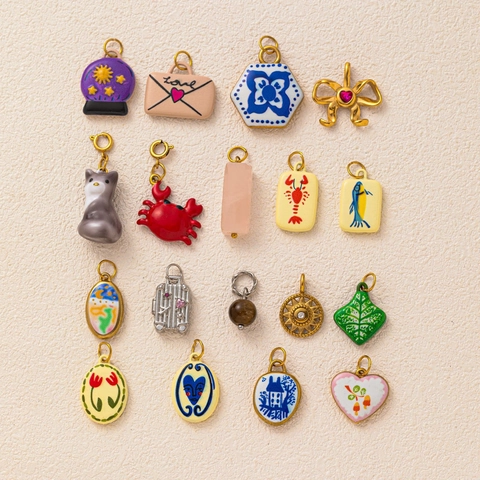 Vintage Stainless Steel Pendant Charms For Jewelry Making Vacuum Gold Plated Enamel Animal Floral Rhinestone DIY Pendant Accessories Women Jewelry