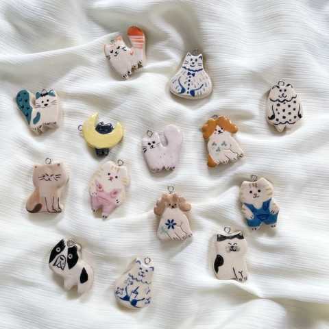 Handgemalte Cartoon Tier Katze Hund Anhänger Halskette Für Damen Herren Kupfer Schmuck Süße Haustier Katze Hund Anhänger Halsketten