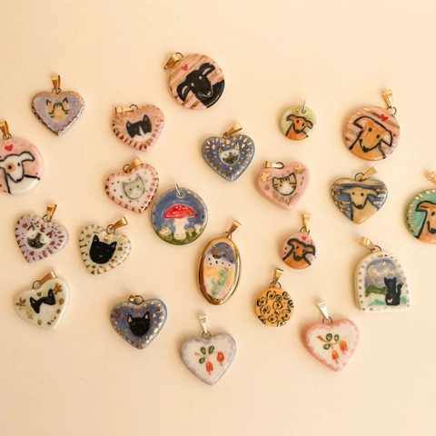 Vintage Stainless Steel Heart Animal Pendant Necklace For Women Hand Painted Enamel Artistic Charm DIY Fashion Jewelry Gift