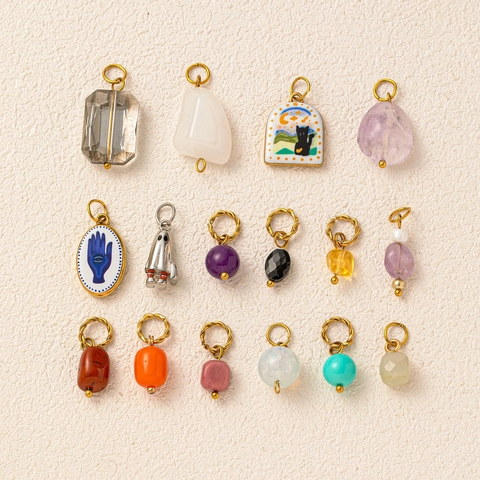 Collier Pendentif en Acier Inoxydable Plaqué Or 18K pour Femmes Pierre de Naissance Émail Mauvais Œil Chat Bijoux DIY
