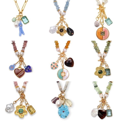 Bohemian Gold Plated Copper Heart Pendant Necklace For Women Vintage Flower Chili Rhinestone Artificial Pearl Charms Jewelry